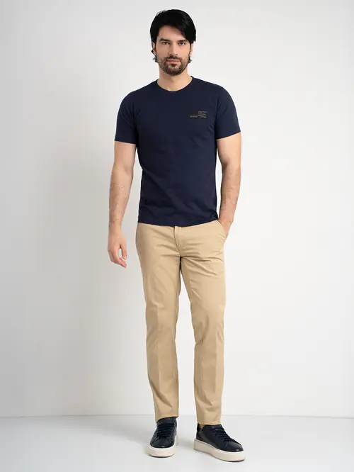 MAJICA KRATKIH RUKAVA OD ČETKANOG PAMUKA REGULAR NAVY M
