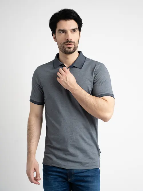 POLO MAJICA OD DVOBOJNOG INTERLOCK PLETIVA SLIM PLAVA M