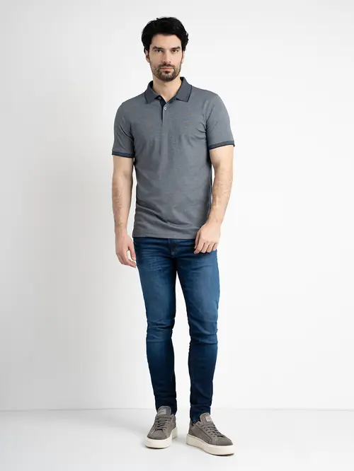 POLO MAJICA OD DVOBOJNOG INTERLOCK PLETIVA SLIM PLAVA M