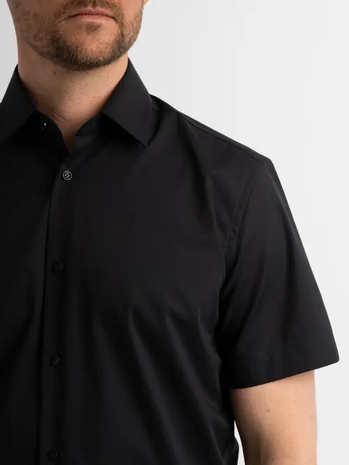 POSLOVNA KOŠULJA KRATKIH RUKAVA 100% PAMUK NON-IRON SLIM CRNA S