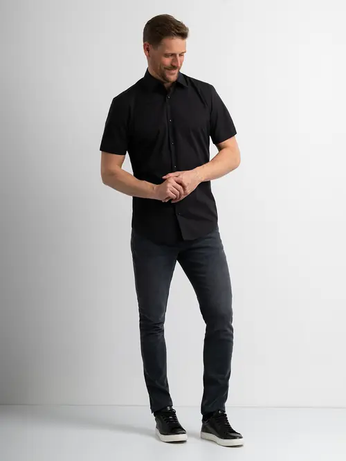 POSLOVNA KOŠULJA KRATKIH RUKAVA 100% PAMUK NON-IRON SLIM CRNA S