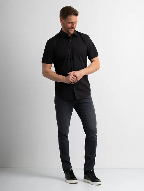 POSLOVNA KOŠULJA KRATKIH RUKAVA 100% PAMUK NON-IRON M CRNA SLIM