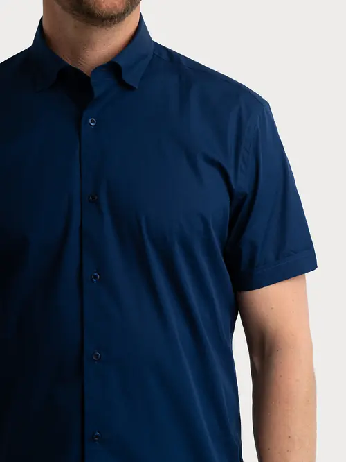 PAMUČNA KOŠULJA KRATKIH RUKAVA STRETCH SLIM NAVY S