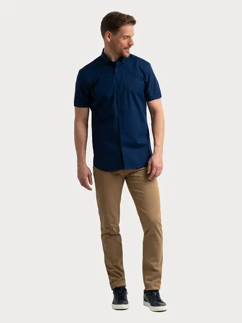 PAMUČNA KOŠULJA KRATKIH RUKAVA STRETCH SLIM NAVY S