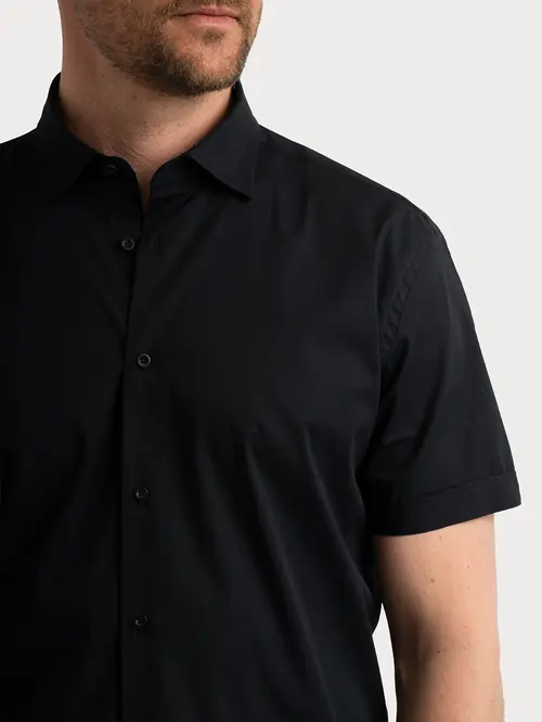 PAMUČNA KOŠULJA KRATKIH RUKAVA STRETCH SLIM CRNA S
