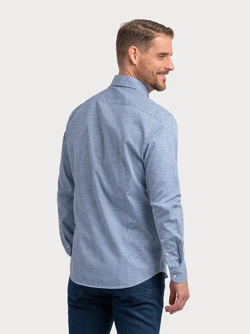 KARIRANA PAMUČNA KOŠULJA CASUAL SLIM PLAVA S