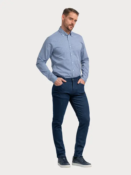 KARIRANA PAMUČNA KOŠULJA CASUAL SLIM PLAVA S