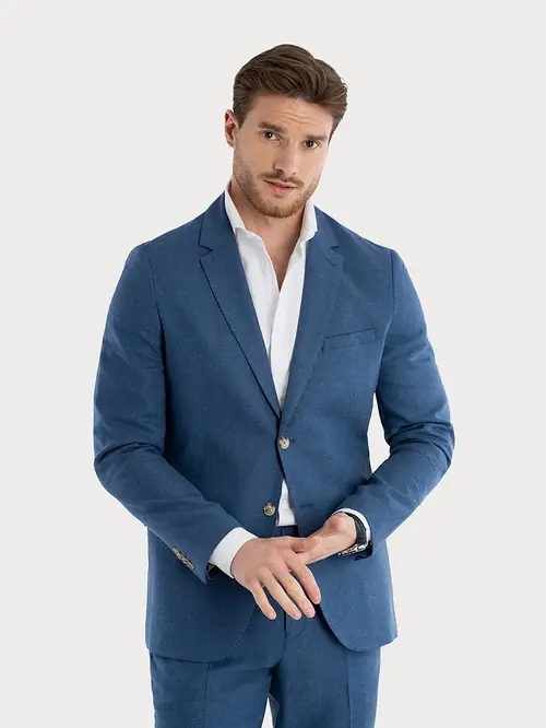 LANENI SAKO OD ODIJELA 52 NAVY SLIM