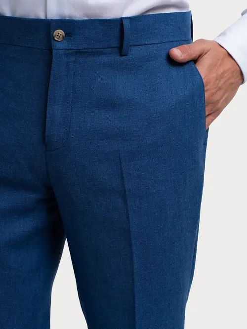 LANENE HLAČE OD ODIJELA 52 NAVY SLIM