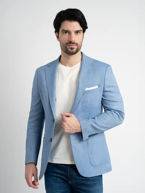 CASUAL SAKO OD LANENE MJEŠAVINE SLIM PLAVA 58