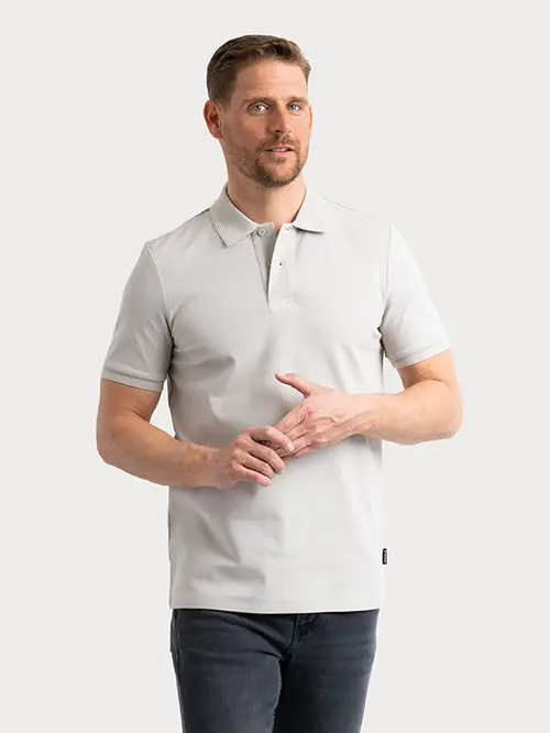 POLO MAJICA KRATKIH RUKAVA S VISOKIM UDJELOM PAMUKA SLIM SVIJETLO PLAVA S
