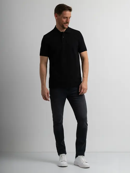POLO MAJICA KRATKIH RUKAVA S VISOKIM UDJELOM PAMUKA SLIM CRNA S