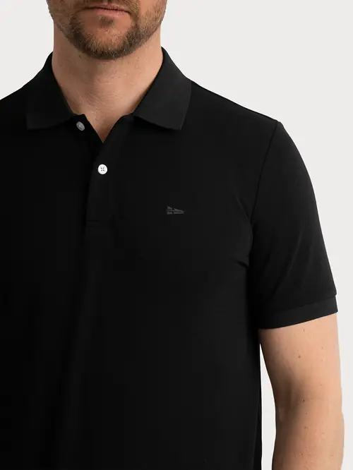 POLO MAJICA S KRATKIMI ROKAVI Z VEZENIM LOGOM S ČRNA SLIM