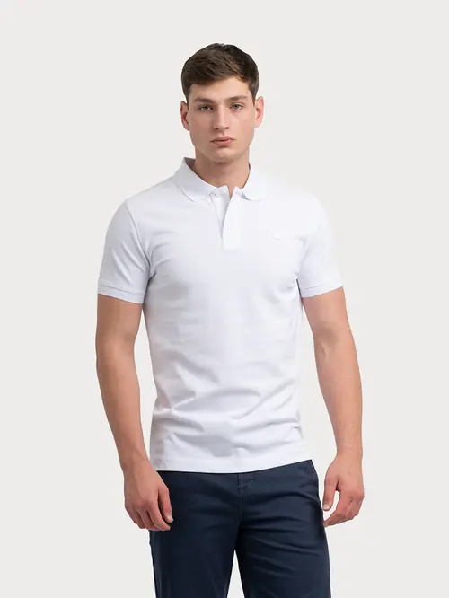POLO MAJICA Z GUMIJASTIM LOGOTIPOM L BELA SLIM