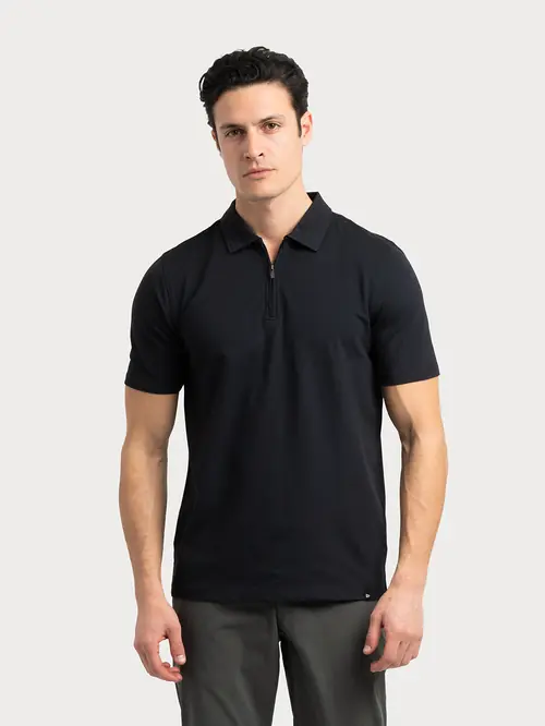 S-CAFÉ POLO MAJICA SA ZIP OVRATNIKOM M CRNA REGULAR