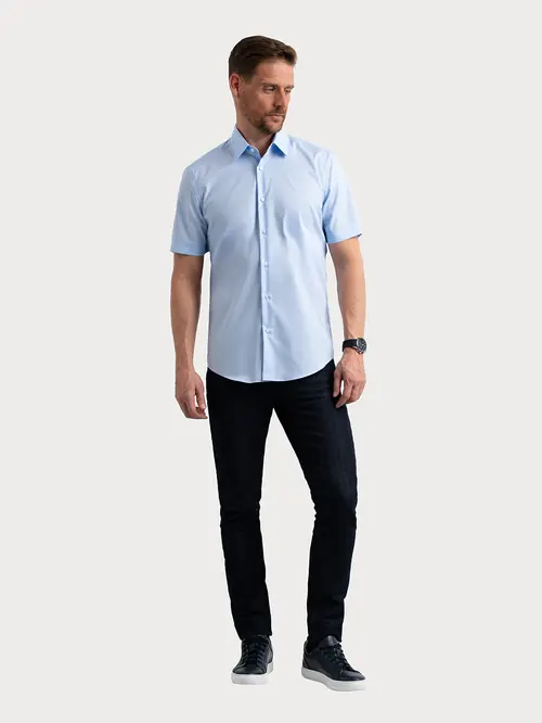 POSLOVNA KOŠULJA KRATKIH RUKAVA 100% PAMUK NON-IRON S PLAVA SLIM