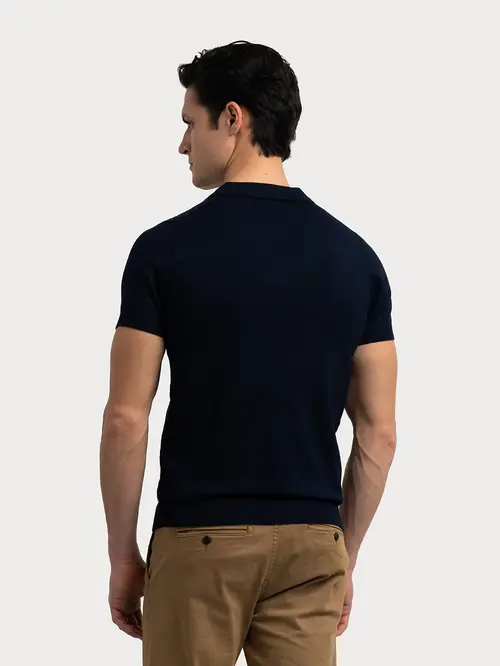 PLETENA POLO MAJICA S TEKSTUROM XL NAVY REGULAR