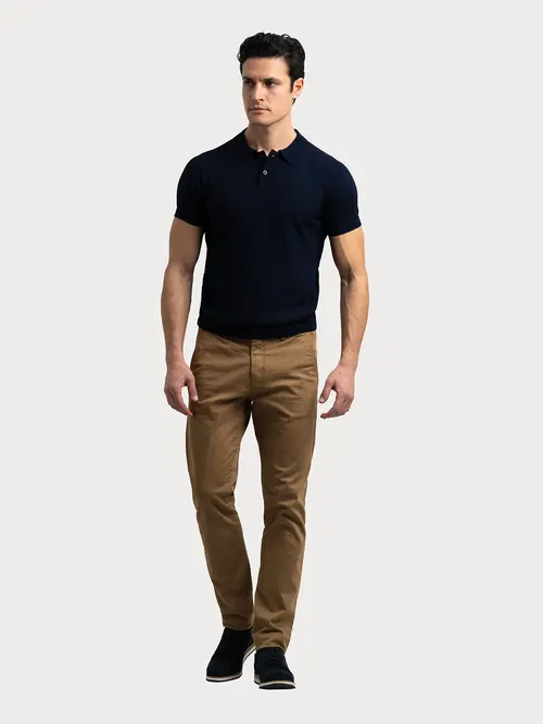 PLETENA POLO MAJICA S TEKSTUROM 2XL NAVY REGULAR