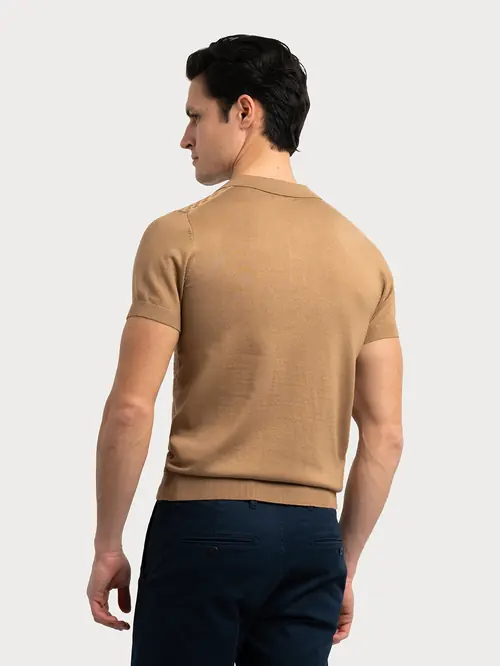 PLETENA POLO MAJICA S TEKSTUROM M NARANČASTA REGULAR