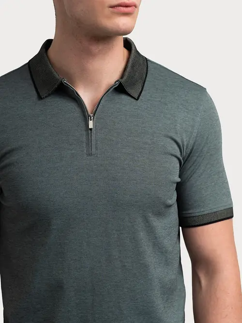 POLO MAJICA SA ZIP OVRATNIKOM OD INTERLOCK PLETIVA L CRNA REGULAR