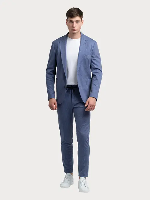 SUKNJIČ ZA OBLEKO SMART CASUAL Z VZORCEM 48 MODRA SLIM