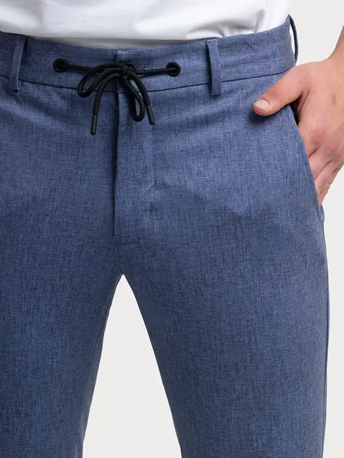 HLAČE ZA OBLEKO SMART CASUAL Z VZORCEM 48 MODRA SLIM