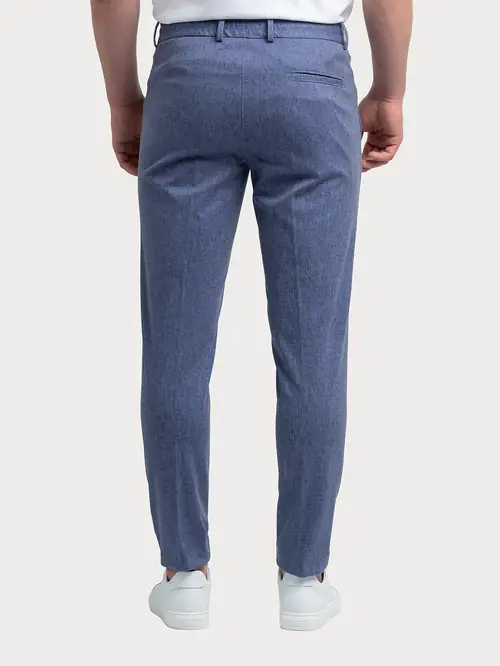 HLAČE ZA OBLEKO SMART CASUAL Z VZORCEM 48 MODRA SLIM