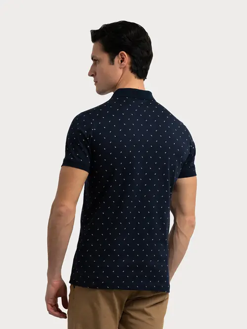 POLO MAJICA S PRINTANIM UZORKOM M NAVY SLIM