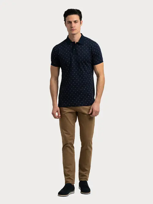 POLO MAJICA S PRINTANIM UZORKOM M NAVY SLIM