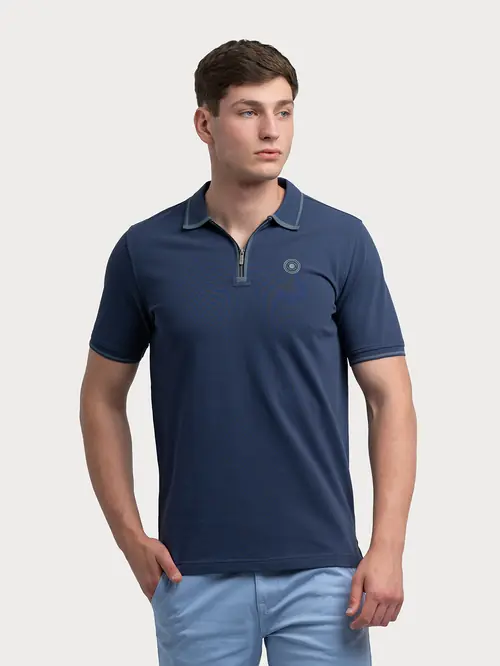 POLO MAJICA S PATENTNIM ZATVARAČEM M PLAVA REGULAR