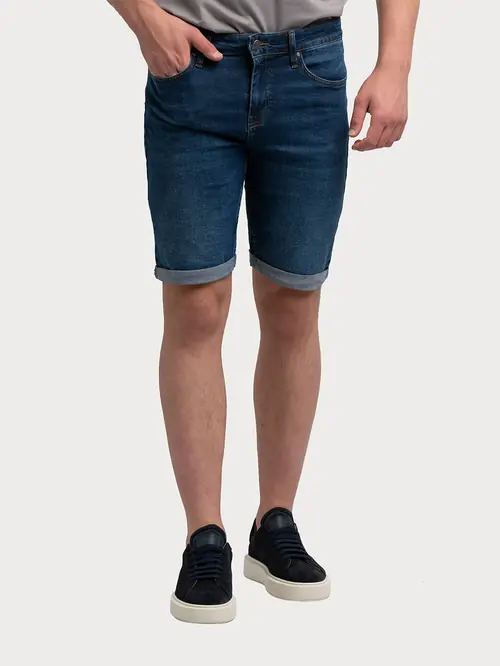 KRATKE TRAPER HLAČE S DODATKOM ELASTANA S NAVY