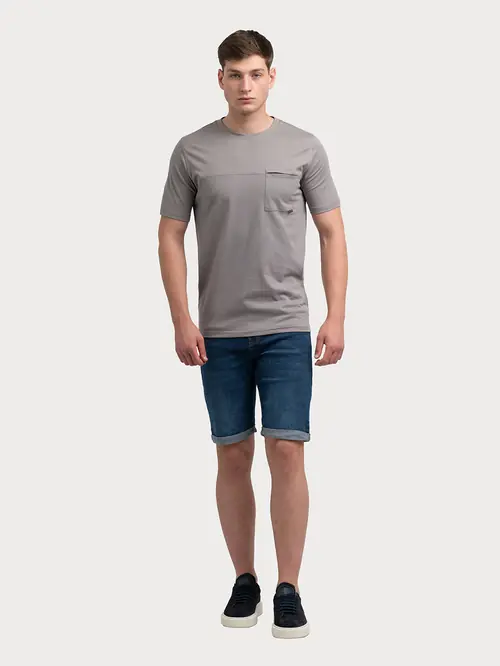 KRATKE TRAPER HLAČE S DODATKOM ELASTANA S NAVY