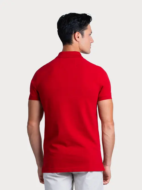 POLO MAJICA S GUMENIM LOGOM S CRVENA SLIM