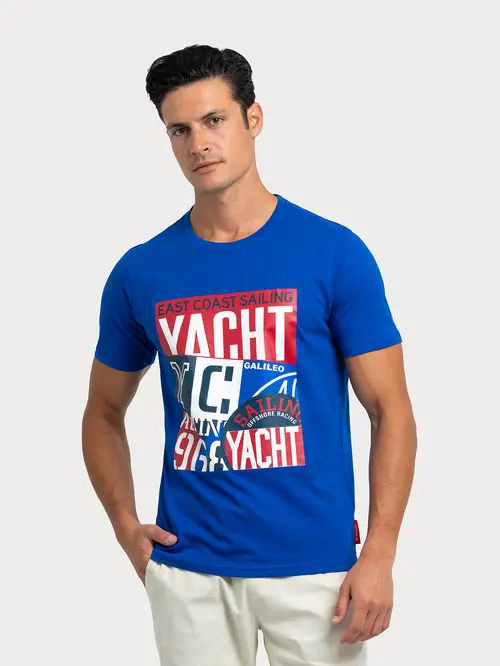 MAJICA S NAUTIČKIM MOTIVOM M PLAVA REGULAR