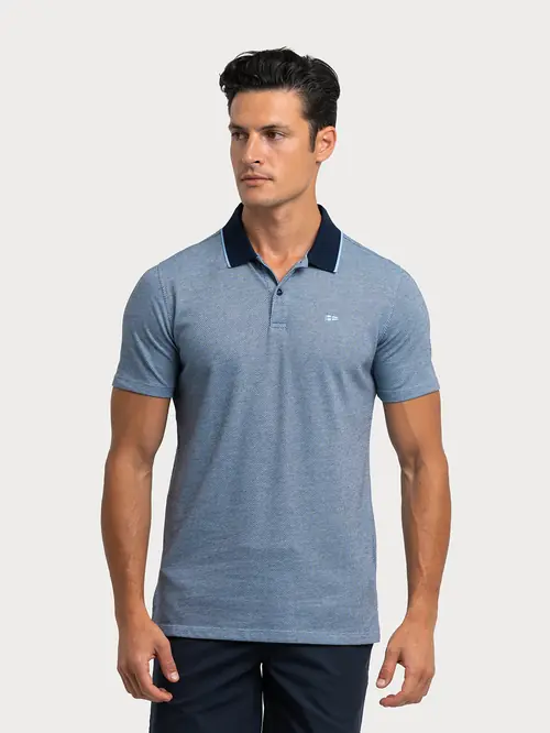 POLO MAJICA OD DVOBOJNOG PLETIVA M PLAVA REGULAR