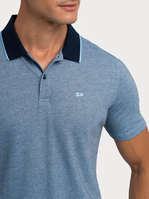 POLO MAJICA OD DVOBOJNOG PLETIVA M PLAVA REGULAR