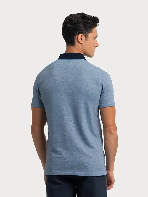 POLO MAJICA OD DVOBOJNOG PLETIVA M PLAVA REGULAR