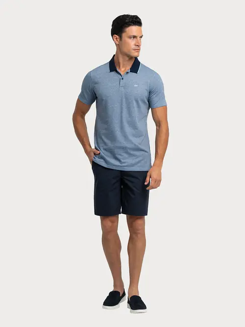 POLO MAJICA OD DVOBOJNOG PLETIVA M PLAVA REGULAR