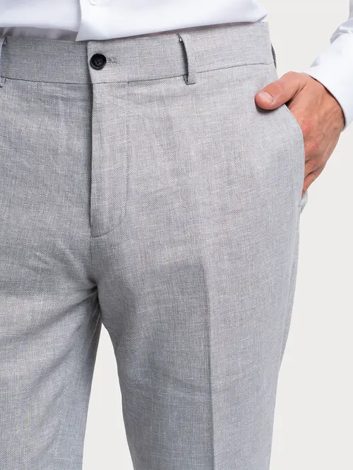 LANENE HLAČE OD ODIJELA 48 SVIJETLO SIVA SLIM