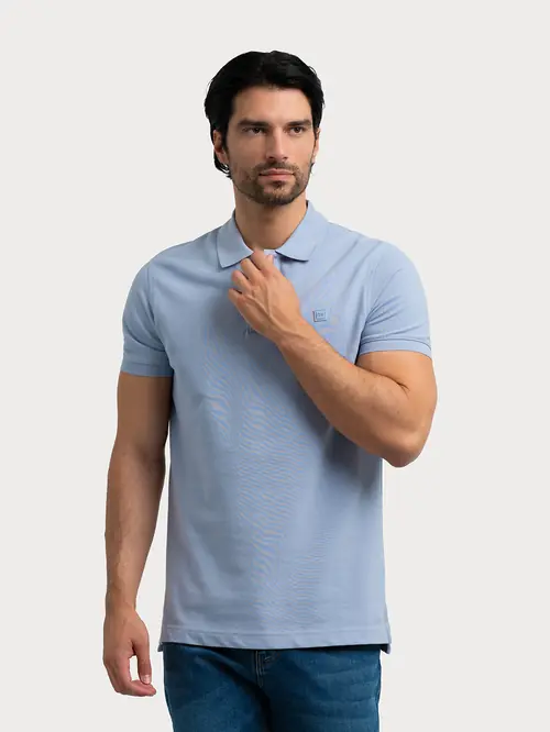 POLO MAJICA S GUMENIM LOGOM S SVIJETLO PLAVA SLIM