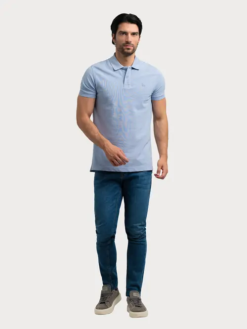 POLO MAJICA S GUMENIM LOGOM S SVIJETLO PLAVA SLIM