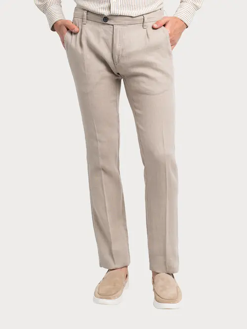 CHINO HLAČE OD 100% LANA 48 BEŽ REGULAR