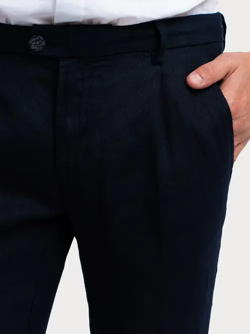 CHINO HLAČE OD 100% LANA 48 NAVY REGULAR