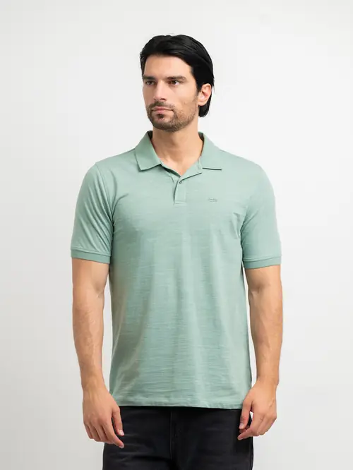 POLO MAJICA OD MELANGE PLETIVA M Maslinasto zelena REGULAR