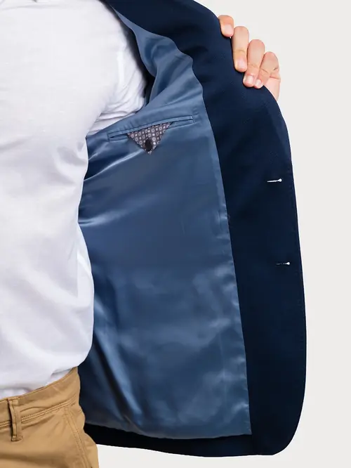 SMART CASUAL SUKNJIČ S TEKSTURO 48 TEMNO MODRA SLIM