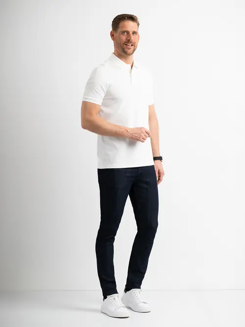 POLO MAJICA KRATKIH RUKAVA S VISOKIM UDJELOM PAMUKA S BIJELA SLIM