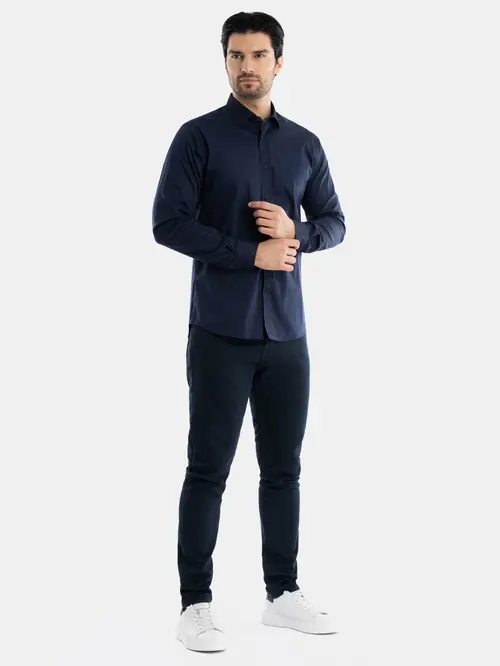 STRETCH KOŠULJA S VISOKIM UDJELOM PAMUKA M NAVY SLIM