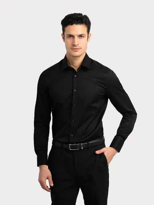 NON-IRON POSLOVNA SRAJCA 100% BOMBAŽ S ČRNA SLIM