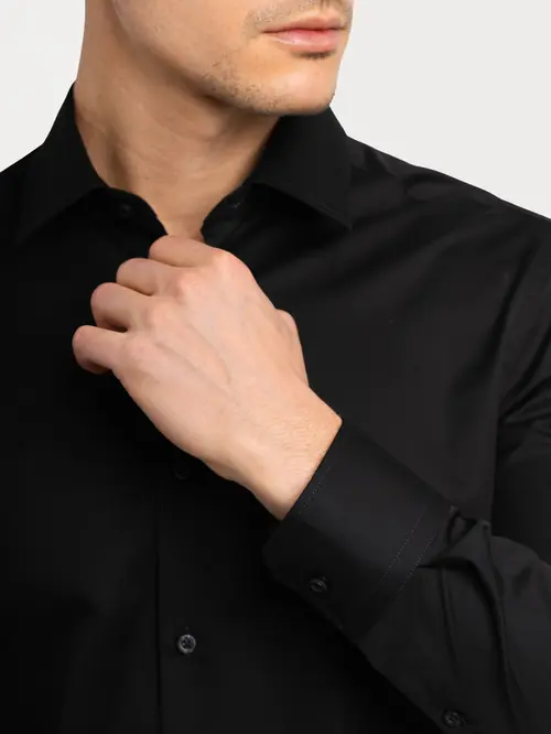 NON-IRON POSLOVNA SRAJCA 100% BOMBAŽ S ČRNA SLIM
