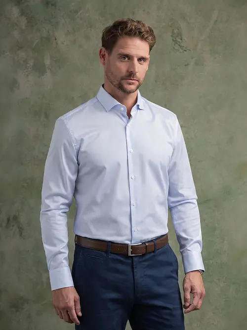 NON-IRON POSLOVNA KOŠULJA 100% PAMUK S PLAVA/BIJELA REGULAR